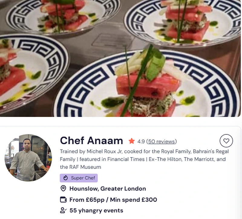 Chef Anaam’s credentials for his Eastbourne Chinese buffet.