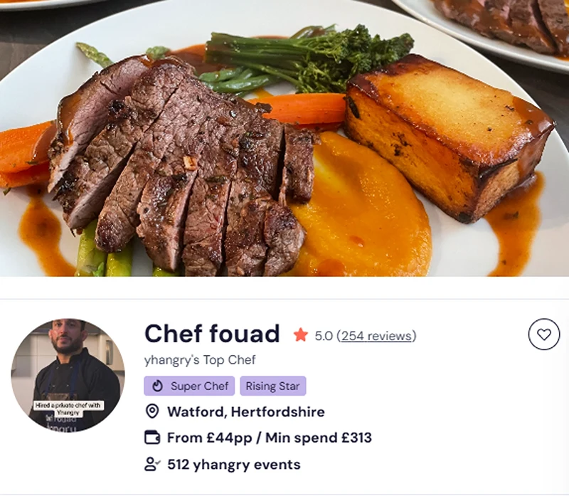 Chef Fouad’s profile showcasing his Chinese buffet Eastbourne menu.