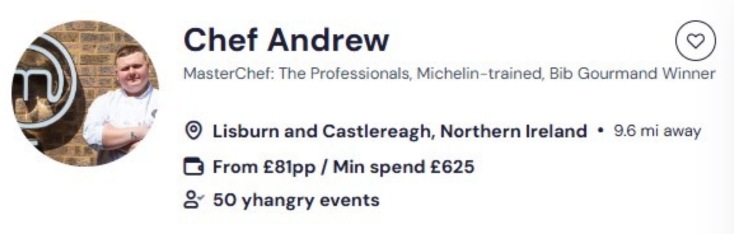 Chef Andrews's classes are very distinct from conventional cooking courses in Belfast