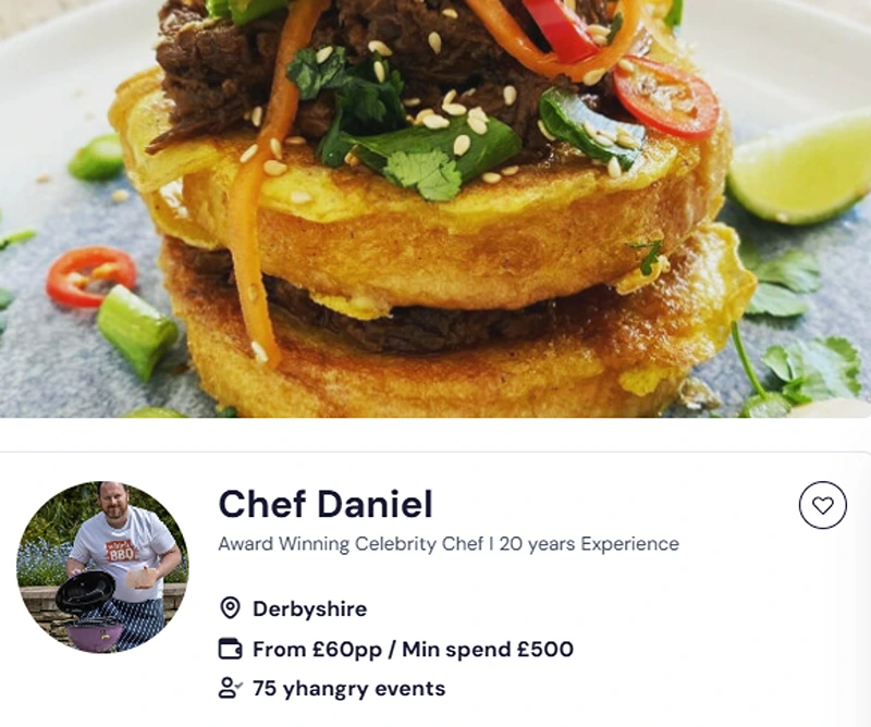 Chef Daniel’s profile for booking his cookery class in Birmingham