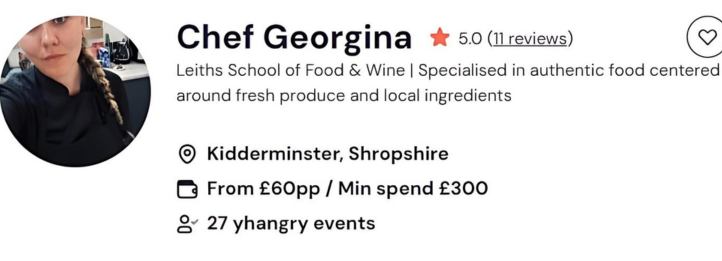 Chef Georgina offers couples cooking classes in Nottingham.