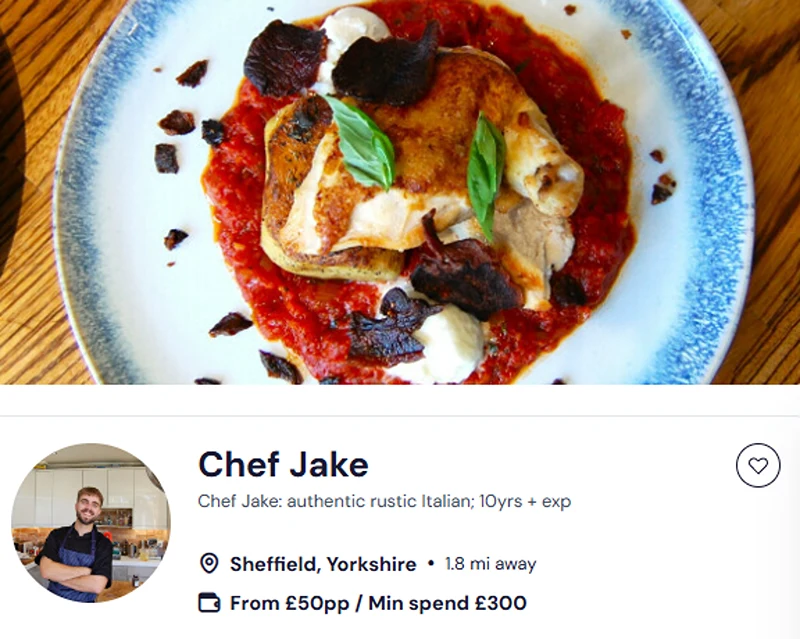 Chef Jake’s credentials for meal prep in Halfway, Sheffield.