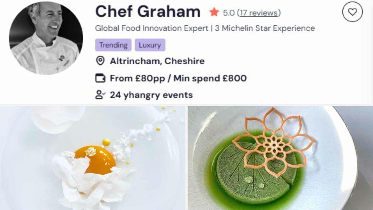 Chef Graham creates Michelin-level dishes at his breakfast buffets in Birmingham, UK.