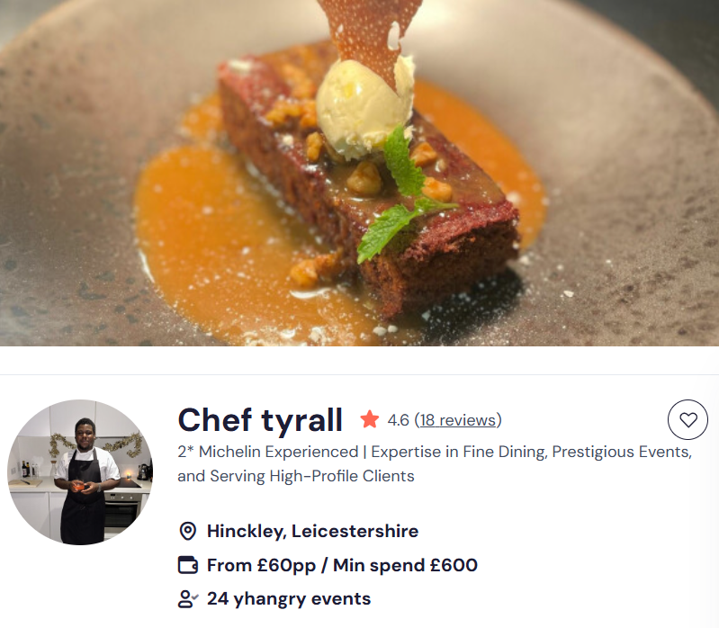 Chef Tyrall for a Chinese buffet in Manchester