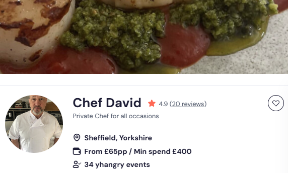 Chef David for a Chinese buffet Bradford