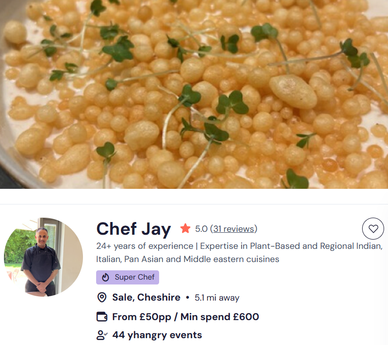 Chef Jay for an Indian buffet in Manchester