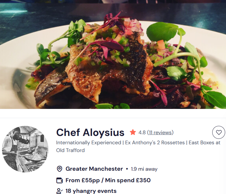 Chef Aloysius for an Indian buffet in Manchester