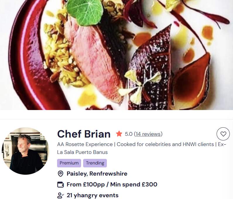 Chef Brian for a Chinese buffet in Edinburgh