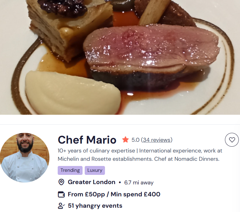 Chef Mario for a halal buffet in London