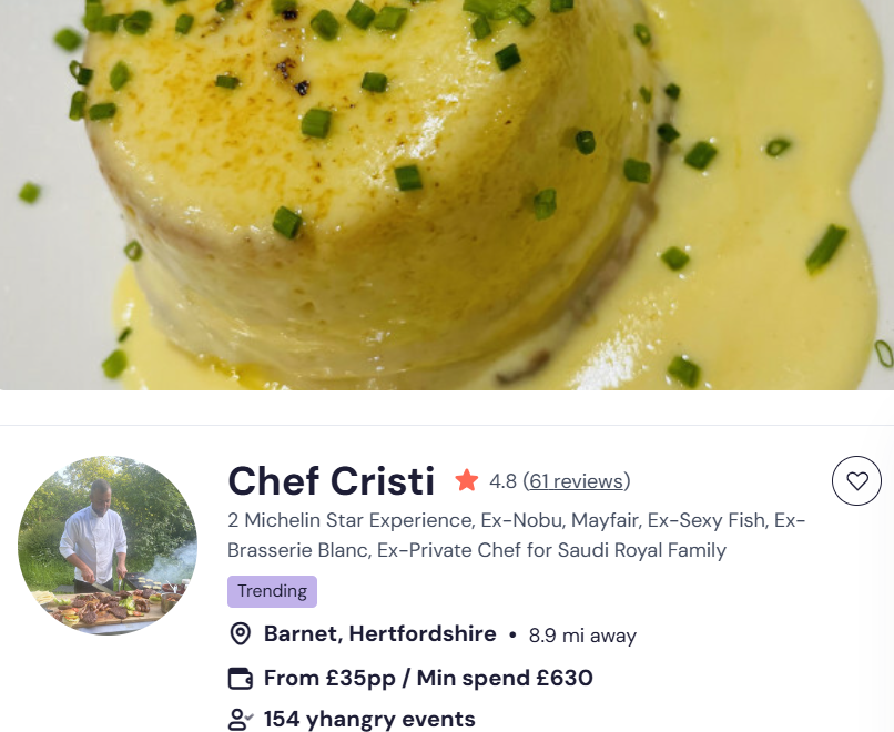 Chef Cristi for a halal buffet in London