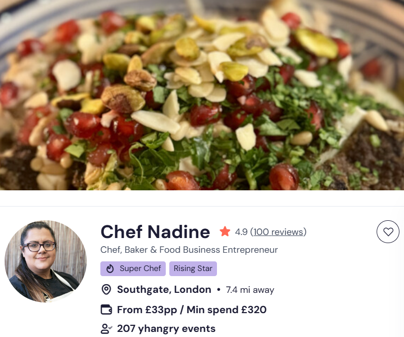 Chef Nadine for a halal buffet in London