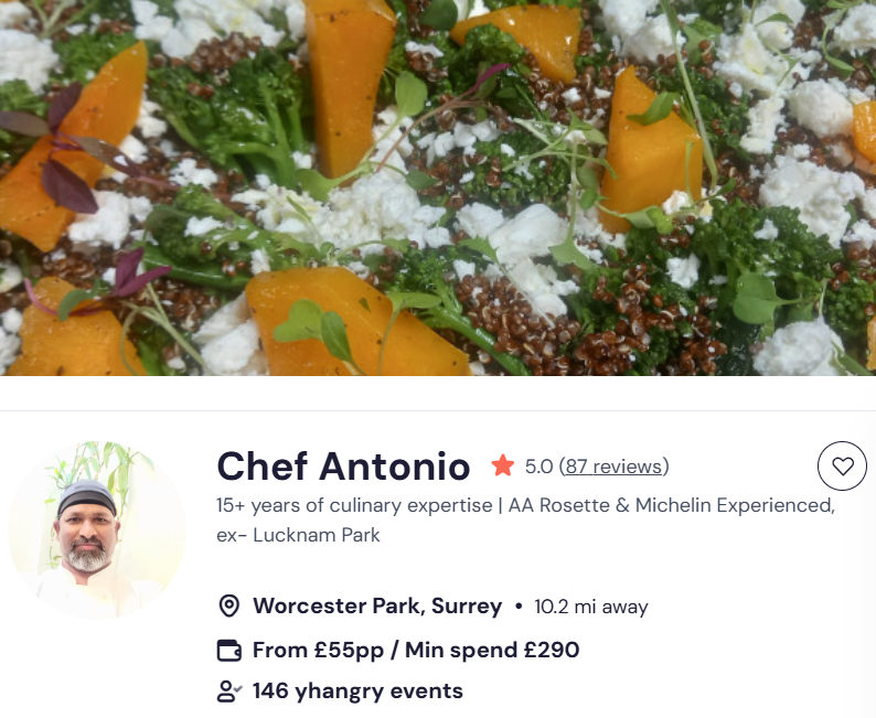 Chef Antonio for a halal buffet in London