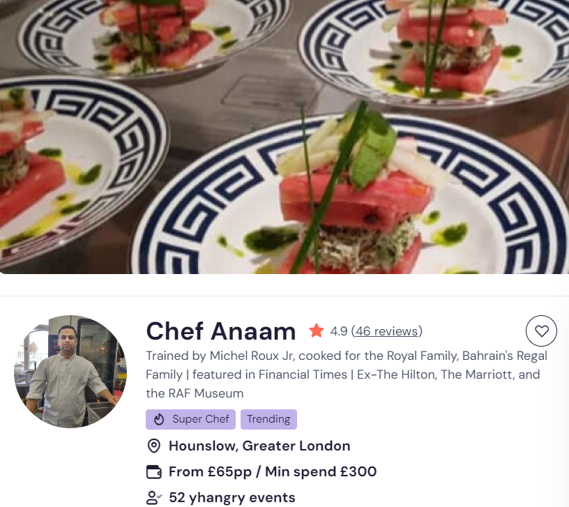 Chef Anaam for a Chinese buffet in York