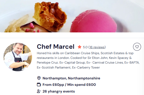 Chef Marcel for an Indian buffet in Leicester