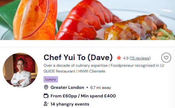 Chef Yui To for a Chinese buffet in Camden