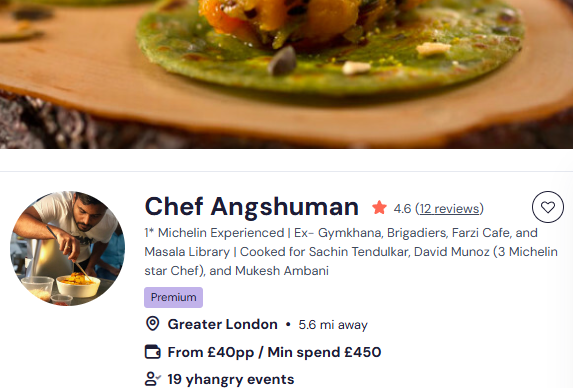 Chef Angshuman for an Indian buffet in London