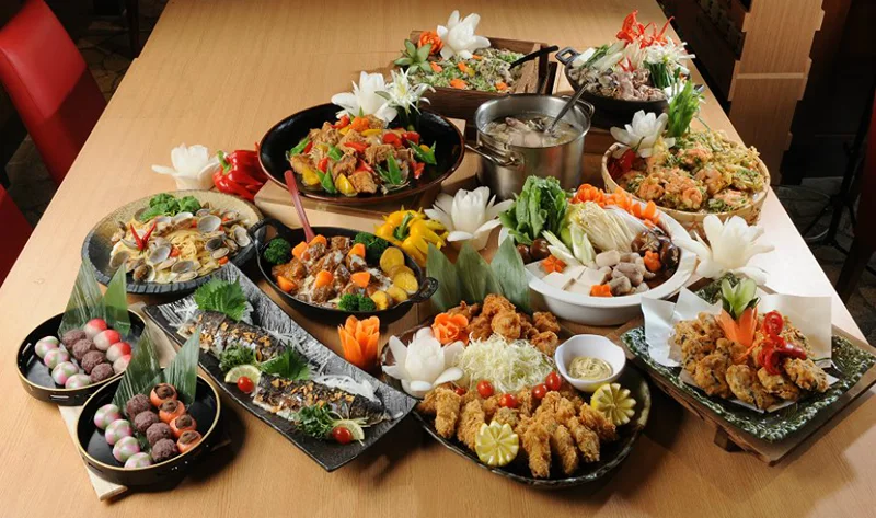 A spread of a Japanese buffet in London.