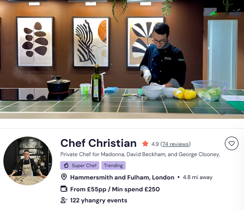 Chef Christian’s credentials for Japanese BBQ buffet in London.