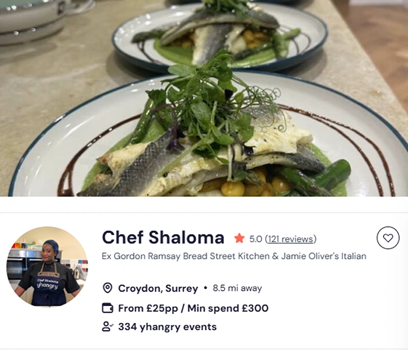 Chef Shaloma offering London Japanese buffet at yhangry.
