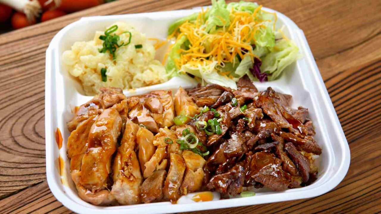 Teriyaki meat with sides doubles up as a great school lunch meal prep idea.