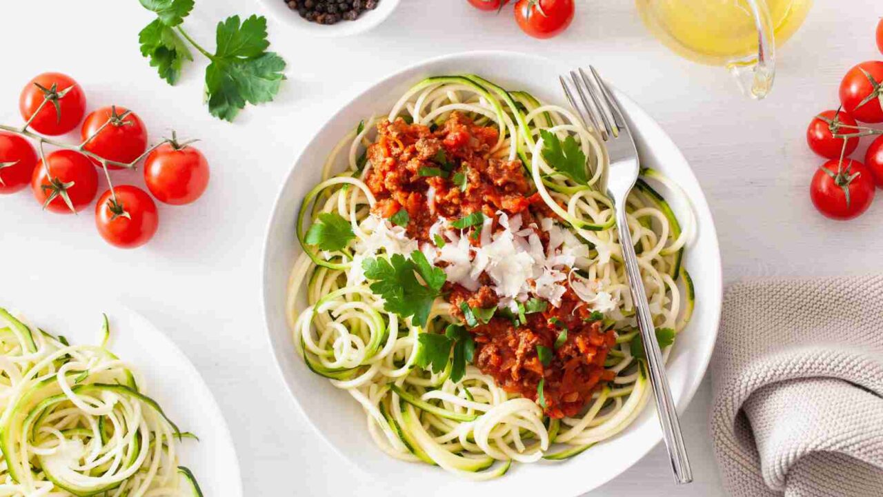 Zucchini noodles are a great alternative meal prep keto lunch idea.