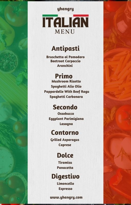 Italian sample catering menu template