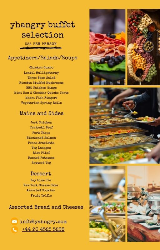 Buffet catering menu template, free.