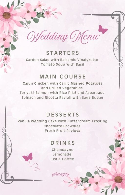 Sample catering menu template(Wedding)