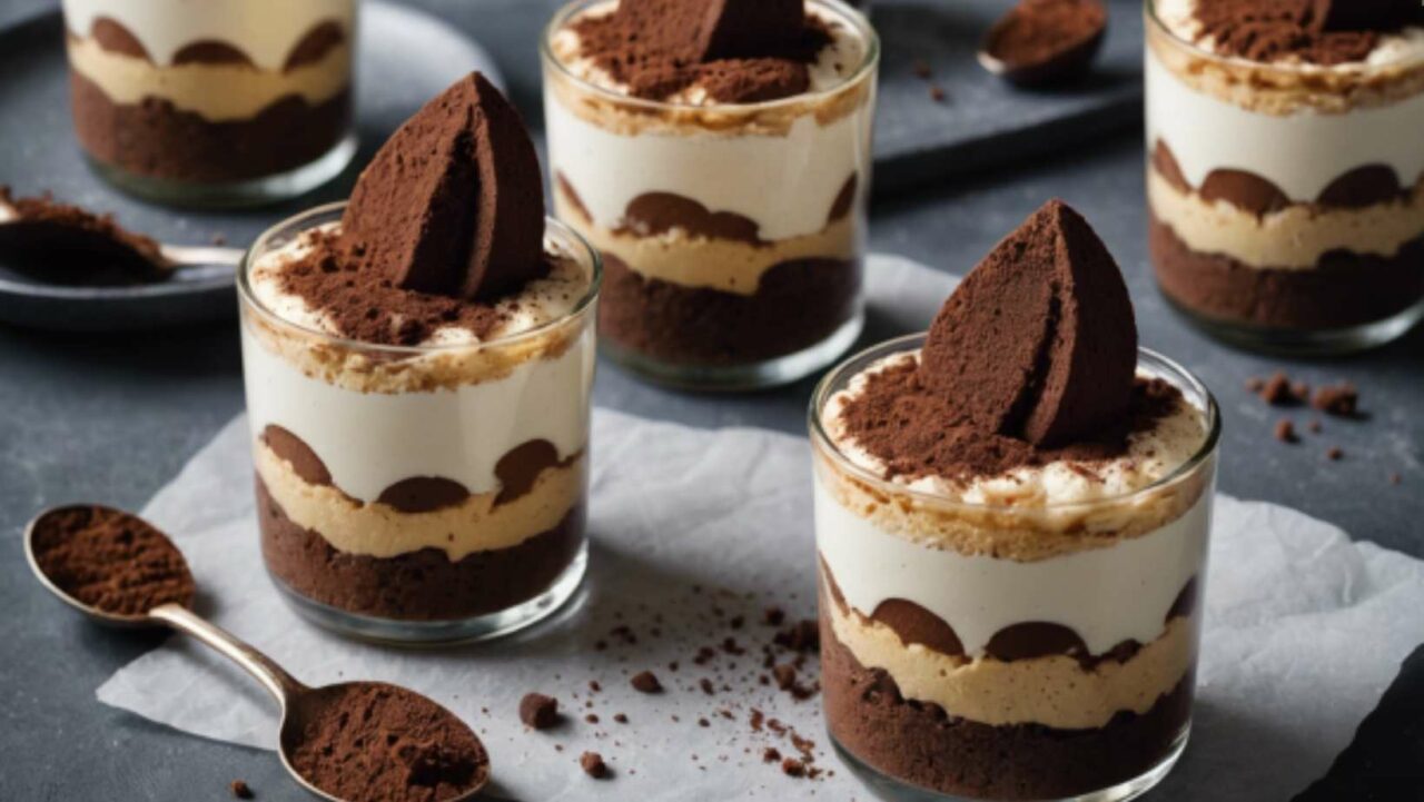 Tiramisu shots are an exquisite option for a dessert canape platter idea.