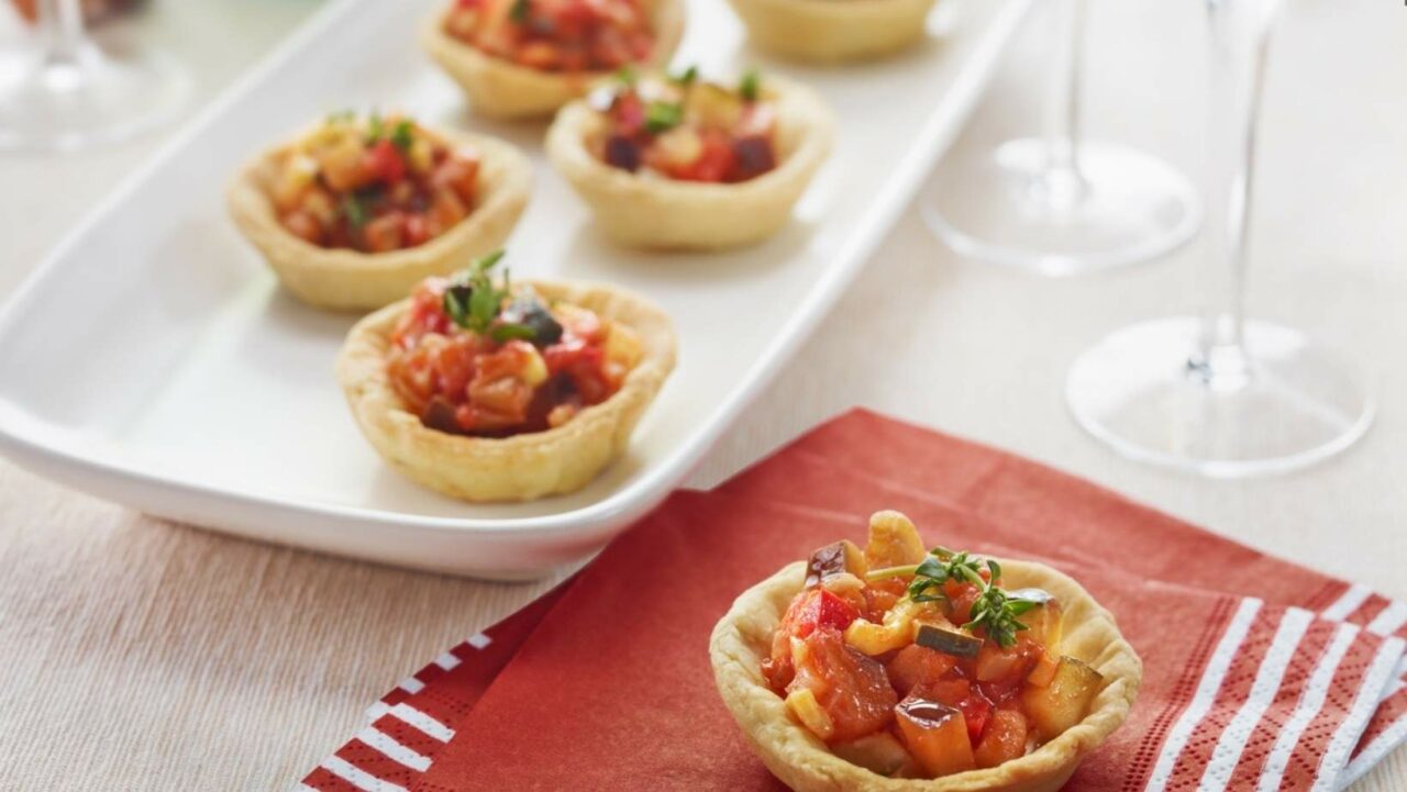 Ratatouille tartlets work great as a vegetarian canape platter idea.