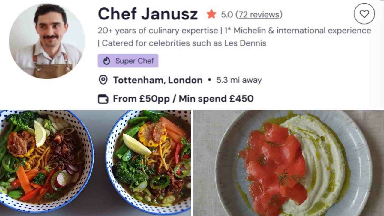 Chef Janusz is very famous as a speciality vegan chef in London